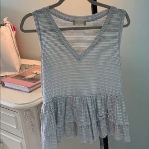 White/Grey Ruffled Tank